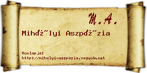 Mihályi Aszpázia névjegykártya